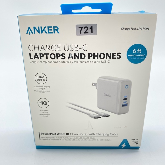 Anker PowerPort Atom III, 60W USB-C USB-A Wall Charger with